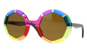 Struktur 'The Diamond' acetate sunglasses in faceted rainbow. Designed and made in Normandy, France.