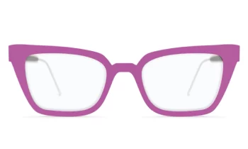 Nina Mûr 'Maiko' wood eyeglass frame in a matte violet color. Designed and made in Madrid, Spain.