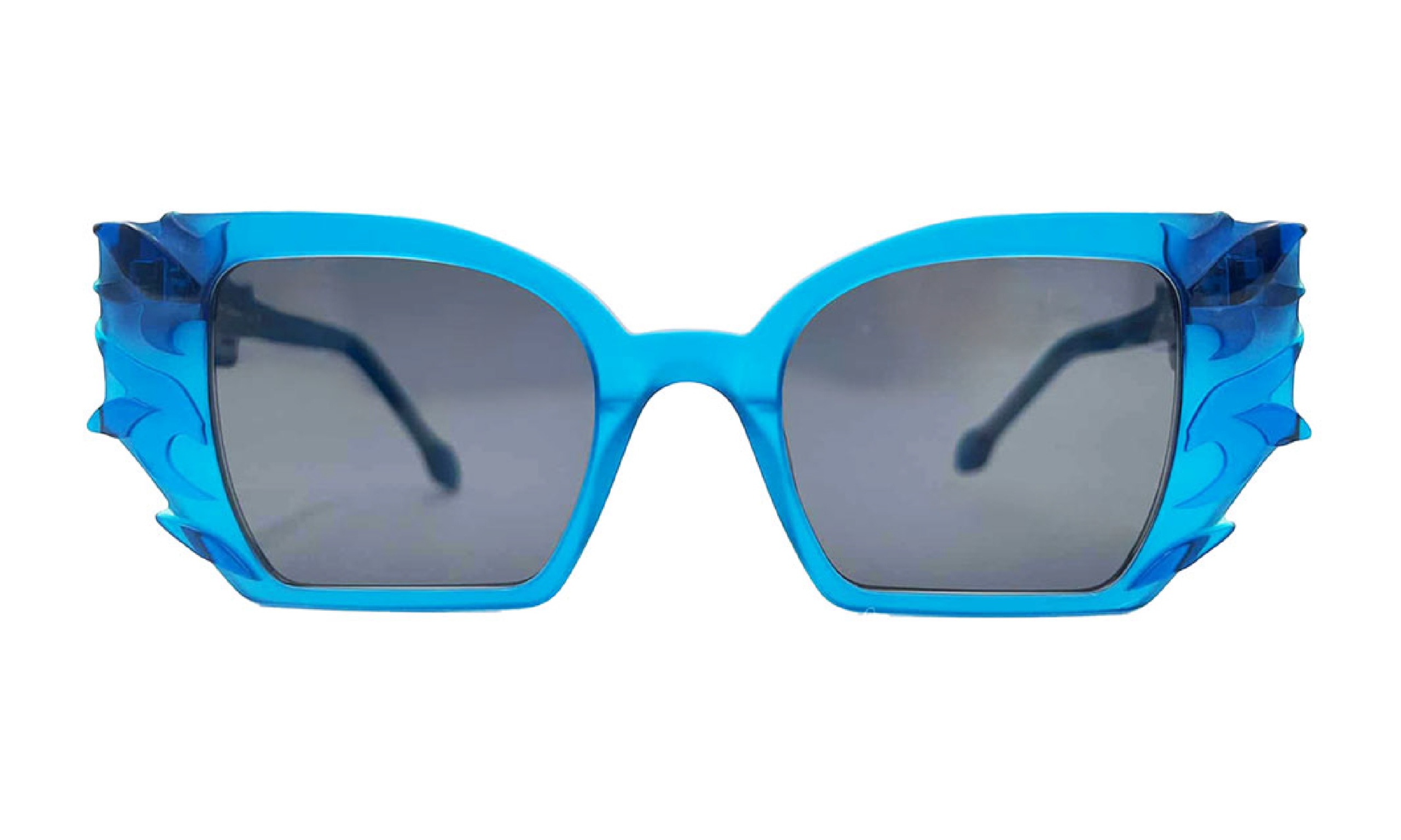 Faniel 'R. Vivien' acetate eyeglass frame in a frosted blue with glossy blue accents. Made in Quebec.