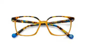 Etnia Barcelona frame, polished mustard and blue tortoise, square, acetate.